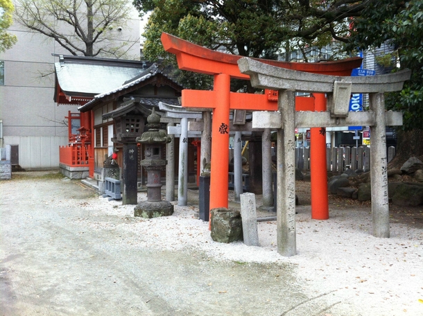 Shrine in the middle of Fukuoka City Japan  x  