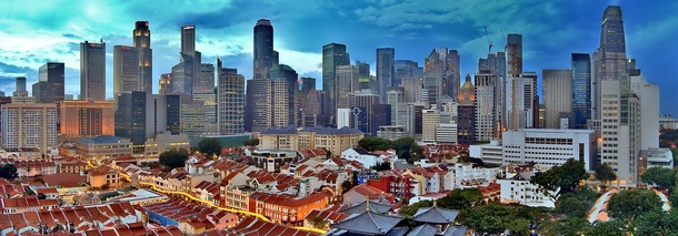 Singapore skyline viewed from Chinatown 