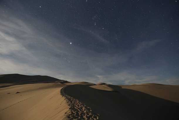Sirius and Orion over the Eureka Sand Dunes Death Valley National Park California 