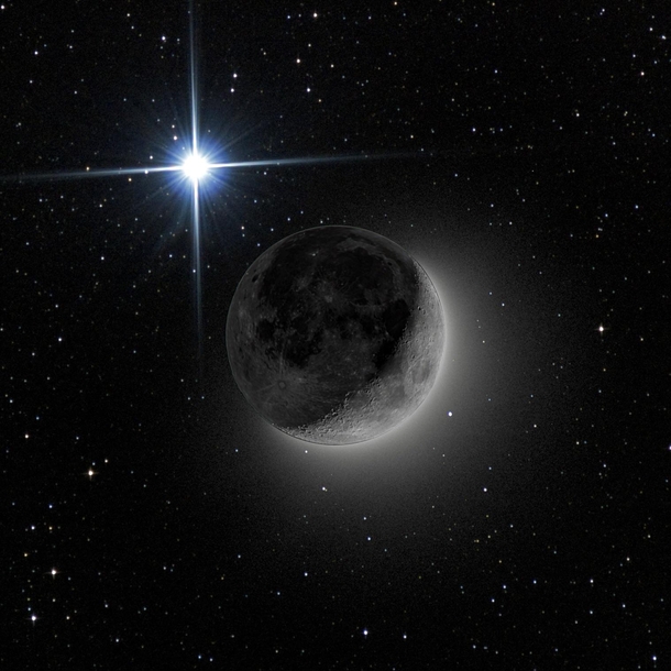 Sirius and the Moon Composite Image 