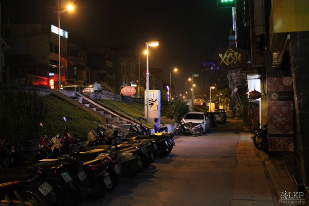 Sleepy side street in Hanoi Vietnam 