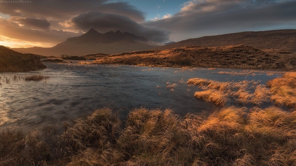 Sligachan Cuilling range at sunrise Isle of Skye Scotland 