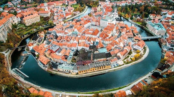 Small town of Cesky Krumlov in Czech Republic