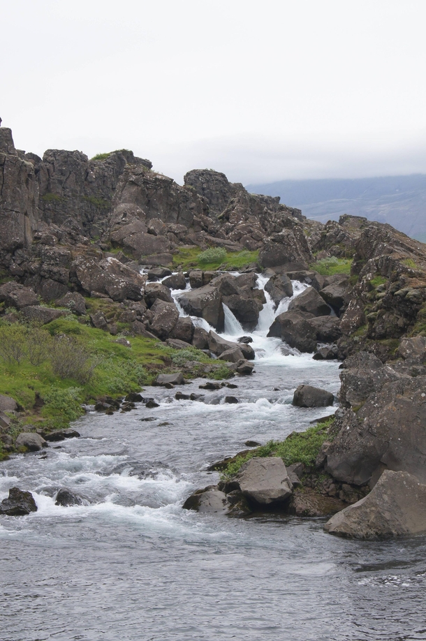 Small waterfall in Thingvellir Iceland 