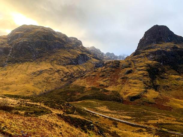 Snapped a quick pic on a drive through the highlands Three Sisters of Glencoe Scotland 