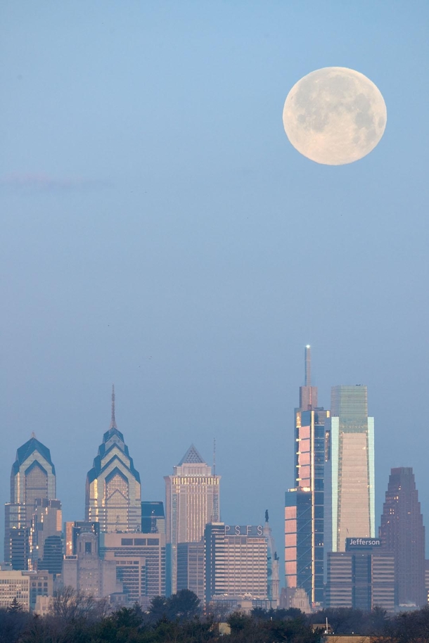 Snow Moon over Philly 