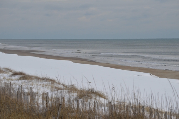 Snow on the beach Outer Banks North Carolina USA 