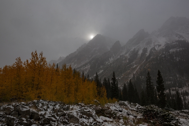 Snow shower in the Maroon Bells-Snowmass Wilderness yesterday morning - Colorado USA 
