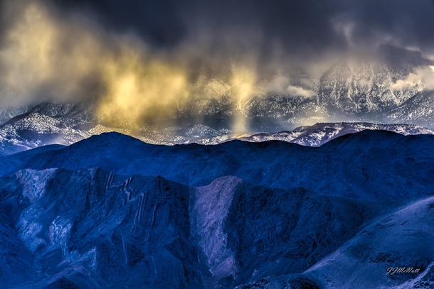 Snow squalls over the Last Chance Mountains in northern Death Valley National Park December   