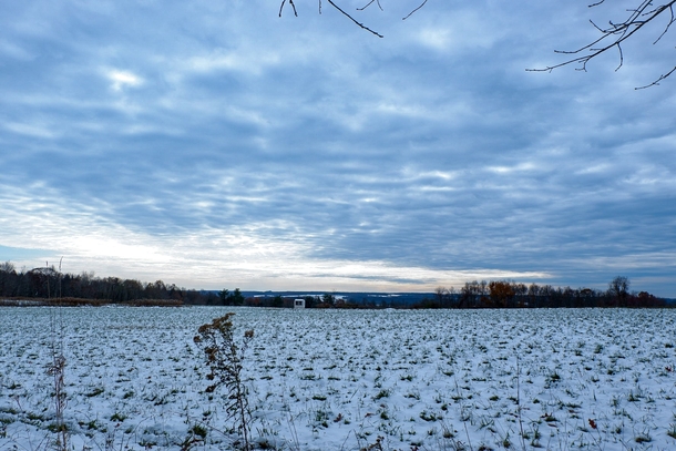 Snowy farm field in Pennsylvania