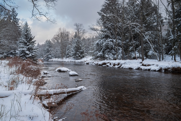 Snowy river in the West Virginia Highlands 
