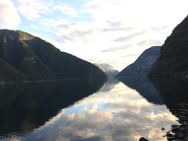 Sognefjorden water reflection in rdalstangen Norway 