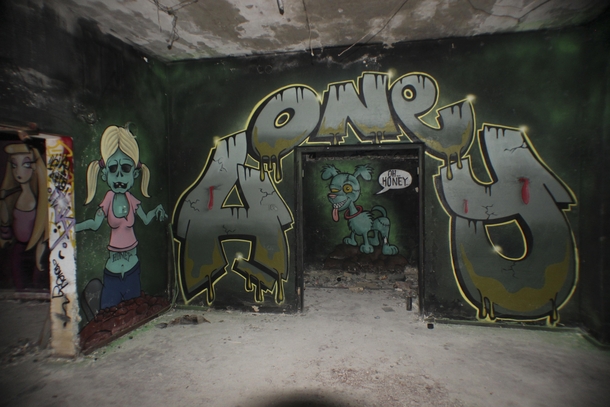 Some amazing graffiti in an abandoned factory