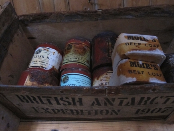 Some of Ernest Shackletons rations left over in his hut from the  polar expedition Antarctica 
