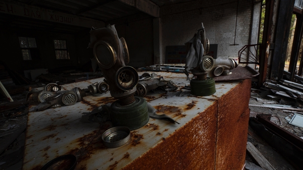 Some very cool gas masks near the Duga Radar I love this place and want to go back