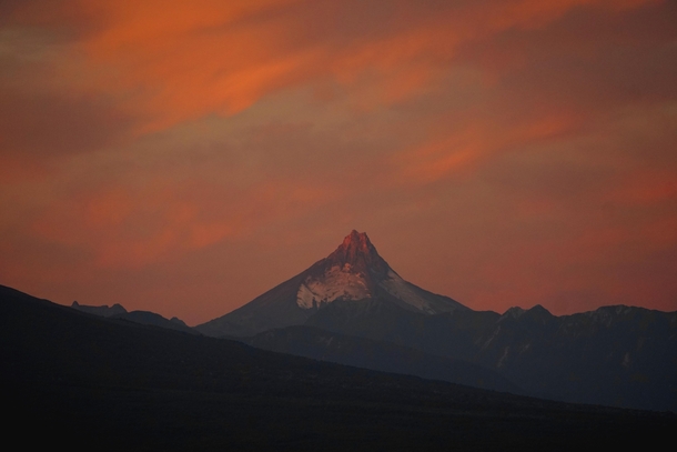Sometimes the easiest shots are the best Volcan Puntiagudo at sunset as seen from the balcony of my accomodation in Chile 