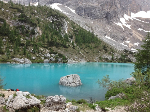 Sorapis Lake in the Dolomites Italy 