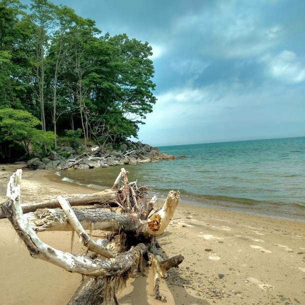 Southern tip of Lake Michigan before a storm OC 
