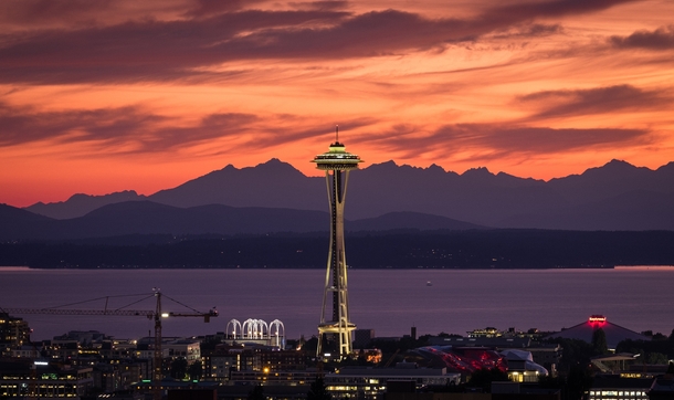 Space Needle at Sunset Seattle 
