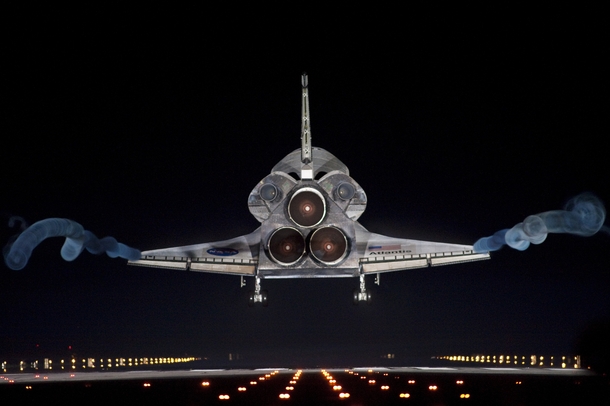 Space shuttle Atlantis lands on Runway  at the Kennedy Space Center completing the last space shuttle mission July   
