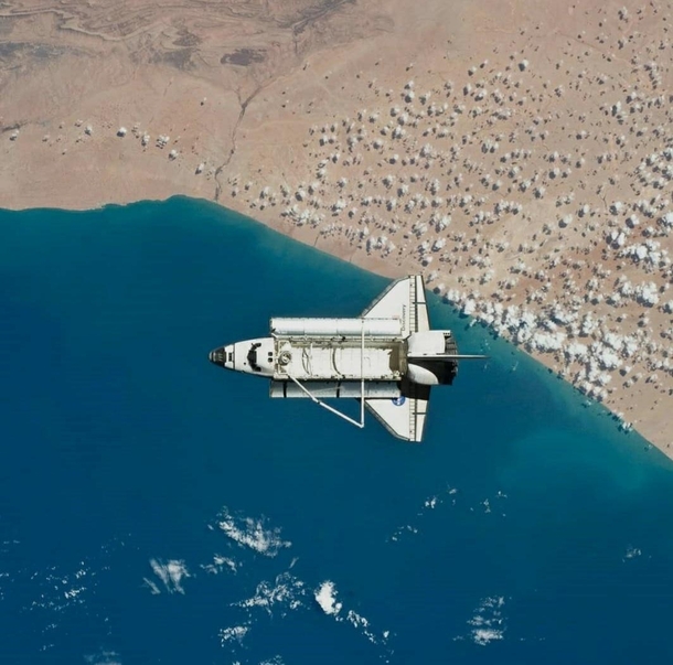 Space Shuttle Discovery departs the international Space station