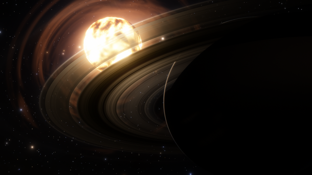 SpaceEngine Saturn under the red sun Earth is also in the picture
