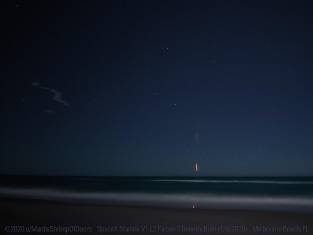 SpaceX Falcon  Starlink V L Launch  Reentry Burn amp nd Stage - Melbourne Beach FL LG G-ISO-s-f 