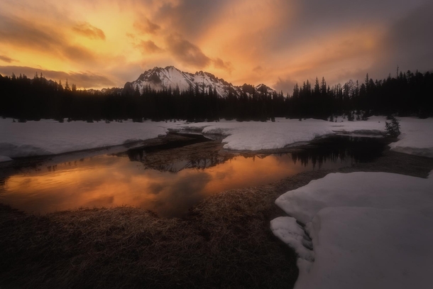 Spectacular sunrise in the North Cascades Washington State 