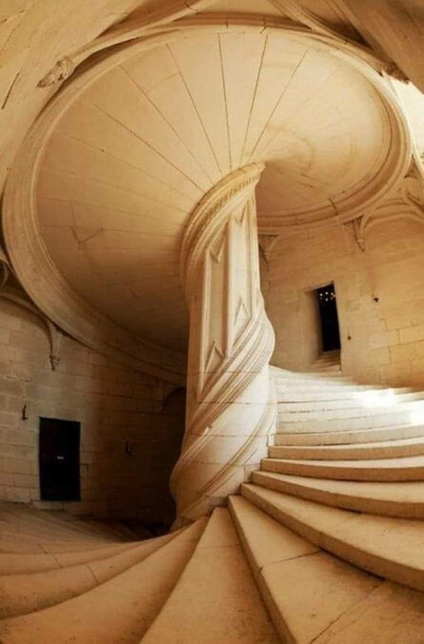 Spiral staircase designed by Leonardo Da Vinci In 