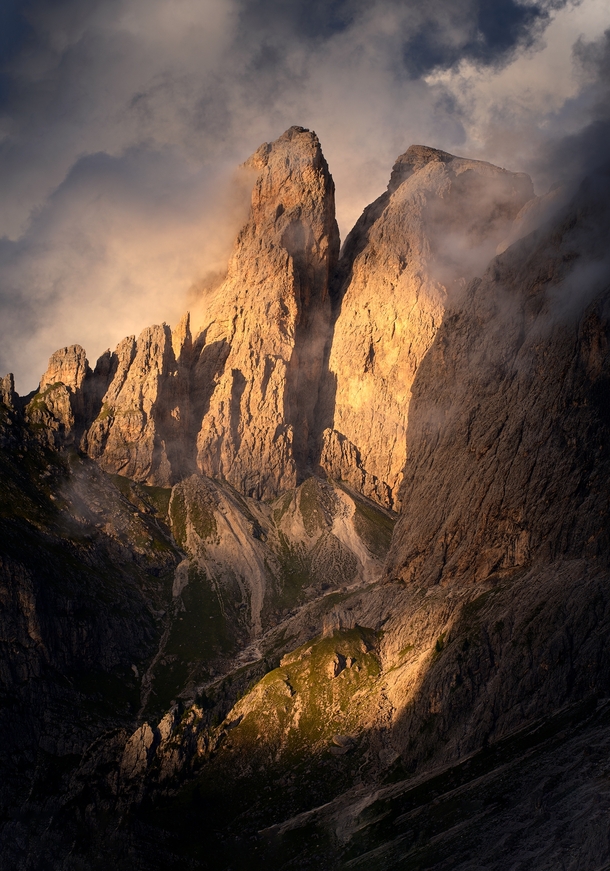 Spotlight on the wall Dolomites South Tyrol 