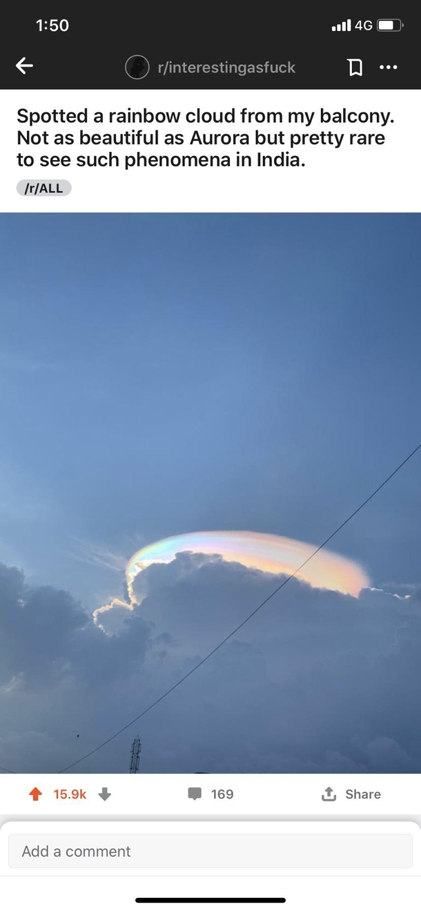 Spotted a rainbow cloud from my balcony
