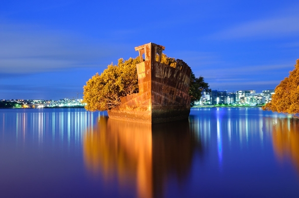 SS Ayrfield one of many abandoned and decommissioned ships floating in the Homebush Bay just west of Sydney Photo by Rodney Campbell 
