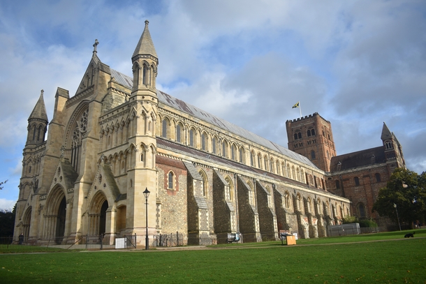 St Albans Cathedral Construction of it began in  following the Norman conquest of England OC 