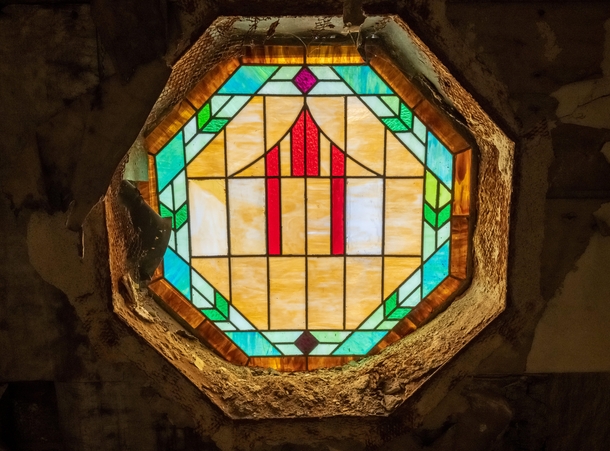 Stained glass of an abandoned church
