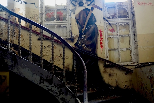 Staircase in abandoned hospital Berlin 