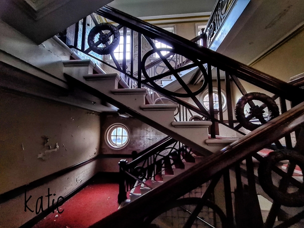 Staircase inside an abandoned theatre uk