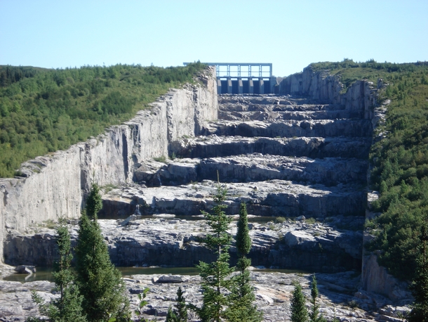 Staircase of the Giants spillway of the Robert-Bourassa generating station in northern Qubec Each step is m high 