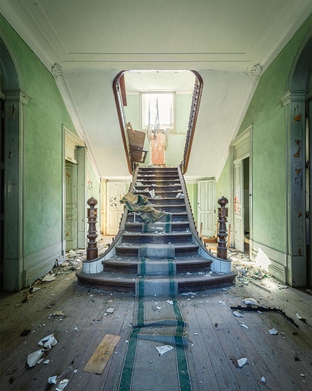 Stairs in an abandoned hotel Portugal 