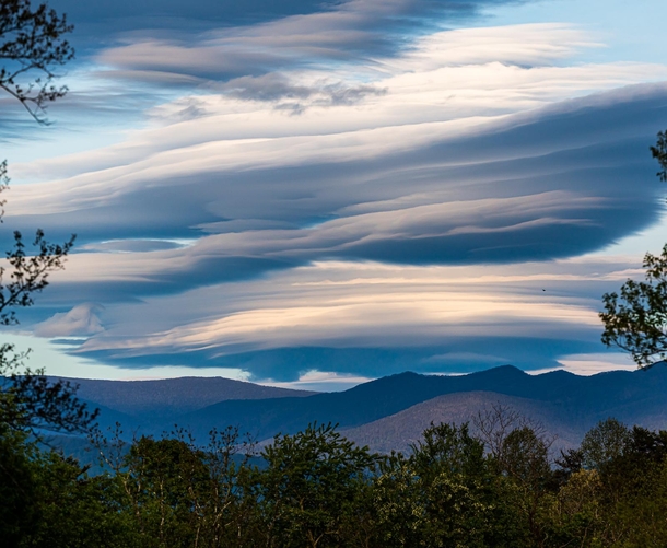 Standing Lenticular Clouds over Western North Carolina near Asheville  x  
