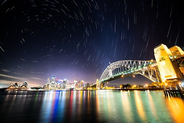 Star Trails above the beautiful Sydney Australia Photo by Andrew Tiddy 