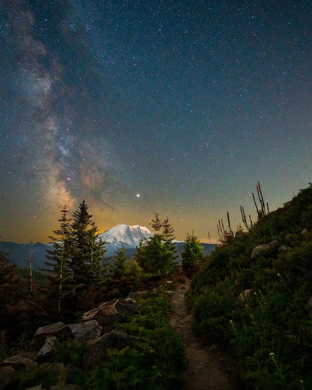 Starry skies above Mount Rainier  jackfusco