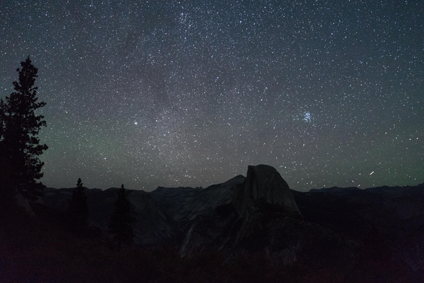 Starry sky over Half Dome Yosemite National Park 