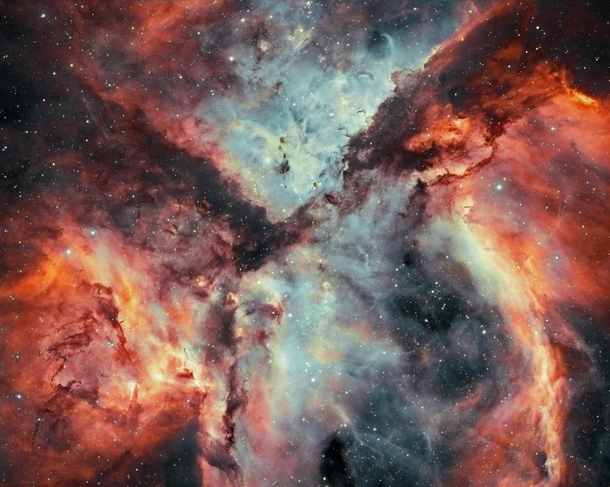 Stars Gas and Dust Battle in the Carina Nebula