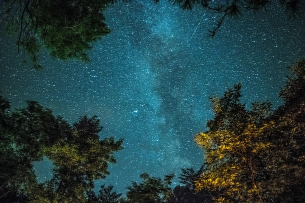 Stars under bonfire North of the Wisconsin Dells 