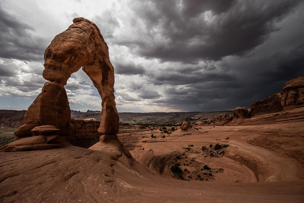 Storm approaching Delicate Arch 