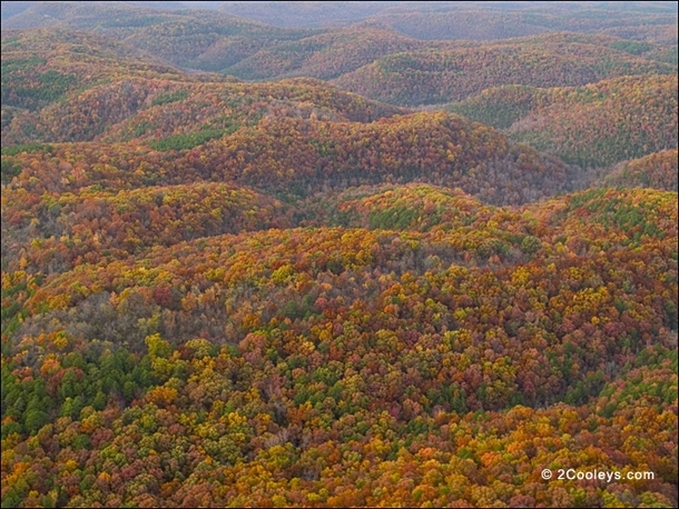 Stunning Aerial of the Ozark Mountains in the Fall Only real hills between Rockies and Appalachians