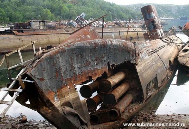 Submarines graveyard in Nezametnaya Cove Kola Peninsula Russia Album in comment  