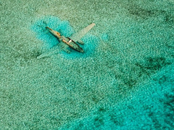 Submerged plane in the Bahamas 