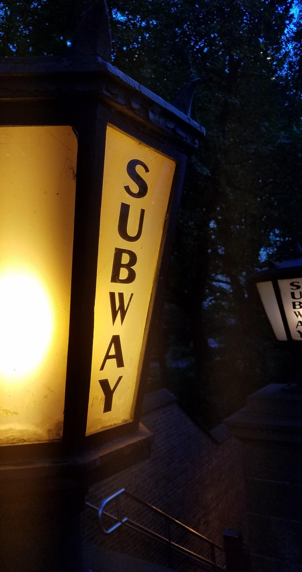 Subway lamp near Central Park Manhattan NY USA 