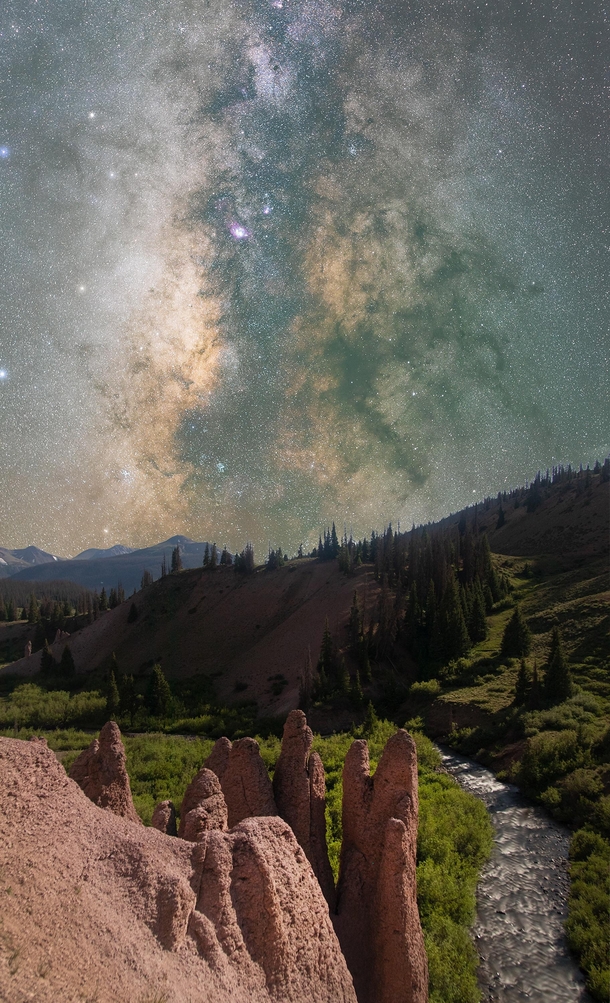 Summer Milky Way Above Moonlit Hoodoos In Southern Colorado 